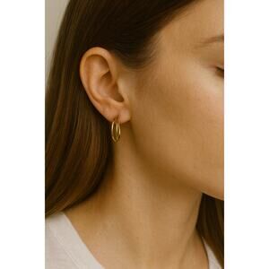 Freedom Silver & Gold Twist Hoop Earrings Nickel Free Hypoallergenic NWT